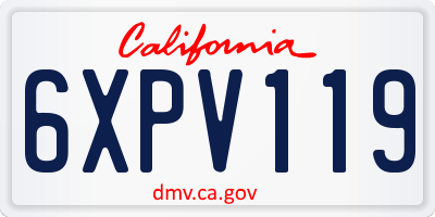 CA license plate 6XPV119