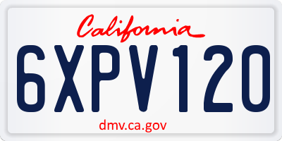 CA license plate 6XPV120