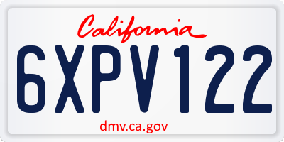CA license plate 6XPV122