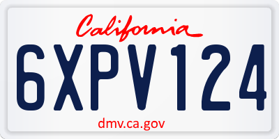 CA license plate 6XPV124