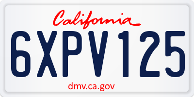CA license plate 6XPV125