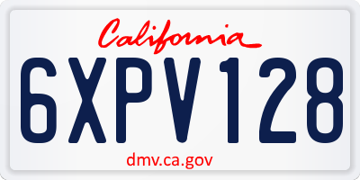 CA license plate 6XPV128