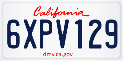 CA license plate 6XPV129