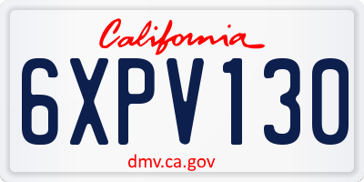 CA license plate 6XPV130