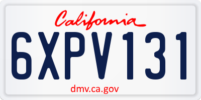 CA license plate 6XPV131