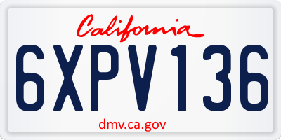 CA license plate 6XPV136