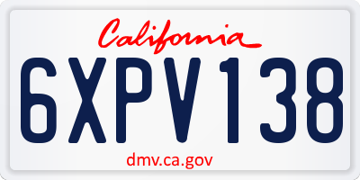 CA license plate 6XPV138