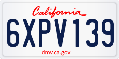CA license plate 6XPV139