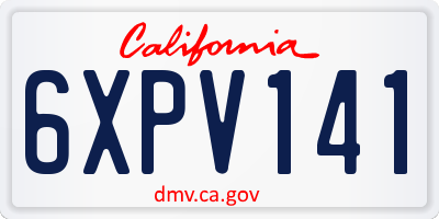 CA license plate 6XPV141