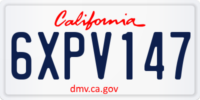 CA license plate 6XPV147