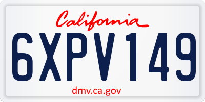 CA license plate 6XPV149