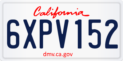 CA license plate 6XPV152