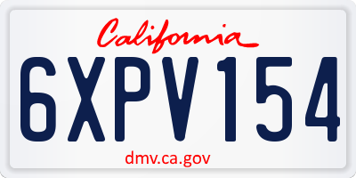 CA license plate 6XPV154