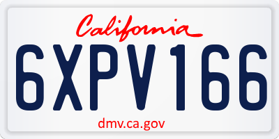 CA license plate 6XPV166