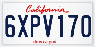 CA license plate 6XPV170