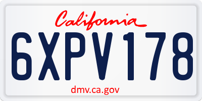 CA license plate 6XPV178