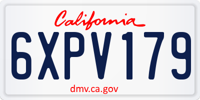 CA license plate 6XPV179