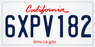 CA license plate 6XPV182
