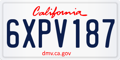 CA license plate 6XPV187
