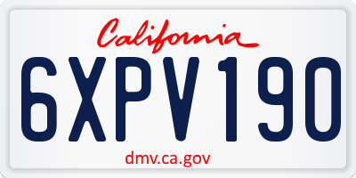 CA license plate 6XPV190
