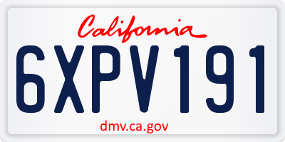 CA license plate 6XPV191