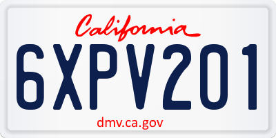 CA license plate 6XPV201