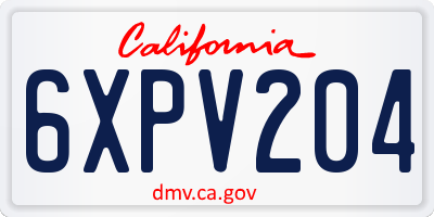 CA license plate 6XPV204