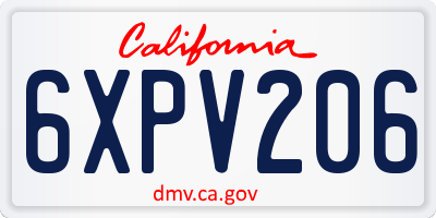 CA license plate 6XPV206
