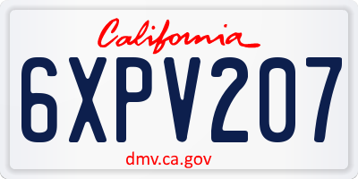 CA license plate 6XPV207