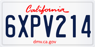 CA license plate 6XPV214