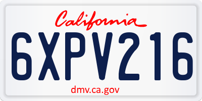CA license plate 6XPV216