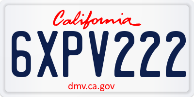 CA license plate 6XPV222