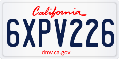 CA license plate 6XPV226