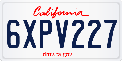 CA license plate 6XPV227