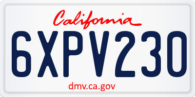 CA license plate 6XPV230