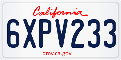 CA license plate 6XPV233