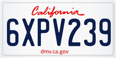 CA license plate 6XPV239