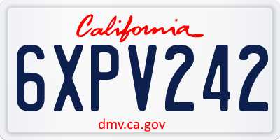 CA license plate 6XPV242