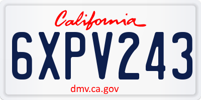 CA license plate 6XPV243