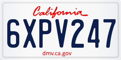 CA license plate 6XPV247