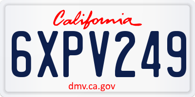 CA license plate 6XPV249