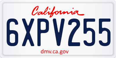 CA license plate 6XPV255