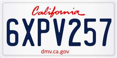 CA license plate 6XPV257