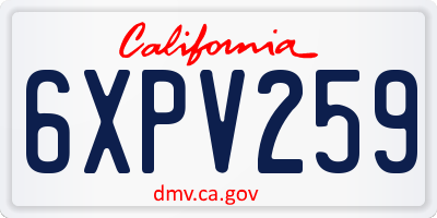 CA license plate 6XPV259