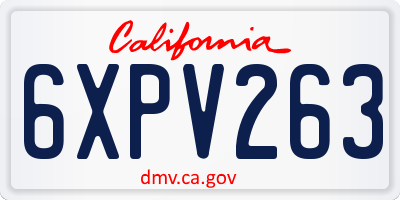 CA license plate 6XPV263