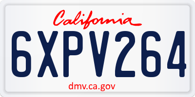 CA license plate 6XPV264
