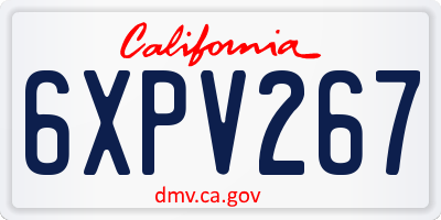 CA license plate 6XPV267