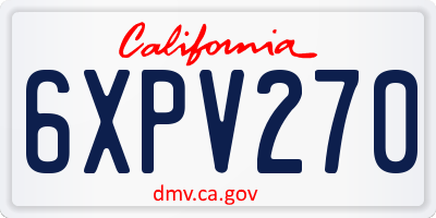 CA license plate 6XPV270