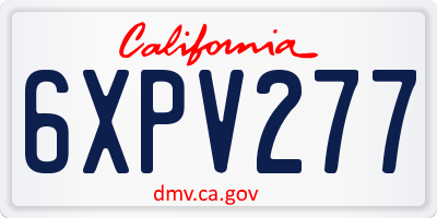CA license plate 6XPV277