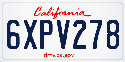 CA license plate 6XPV278